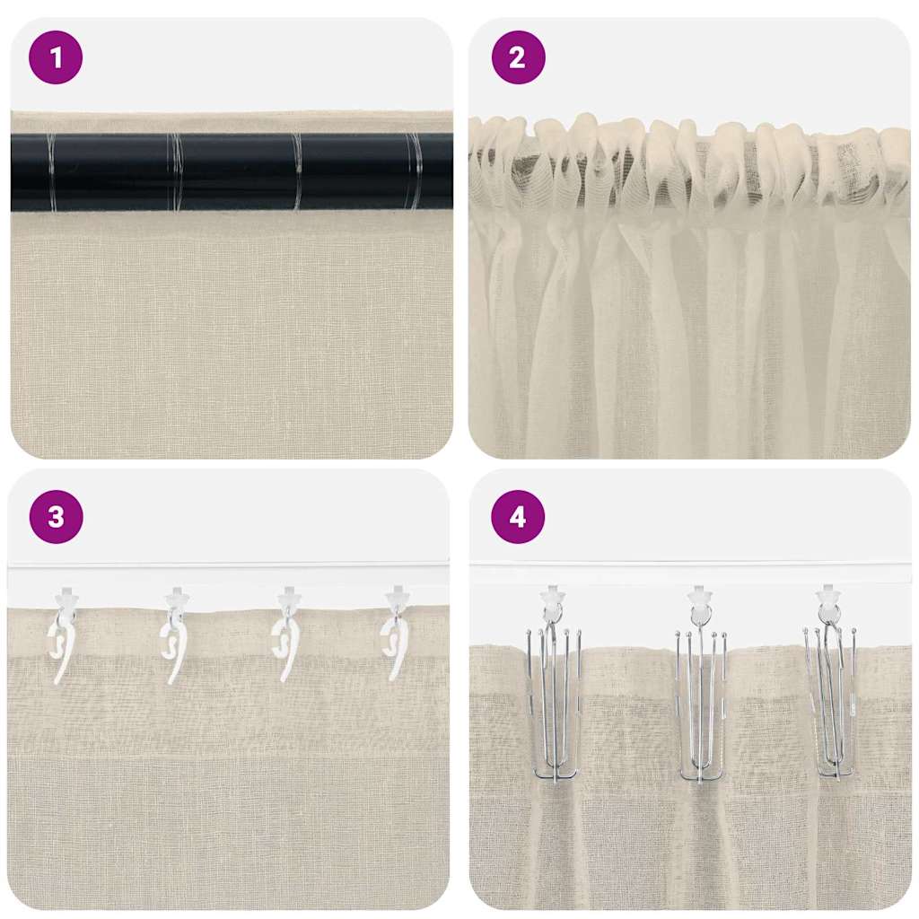vidaXL Voile Curtain 2 pcs Sand 260 x 140 cm Polyester