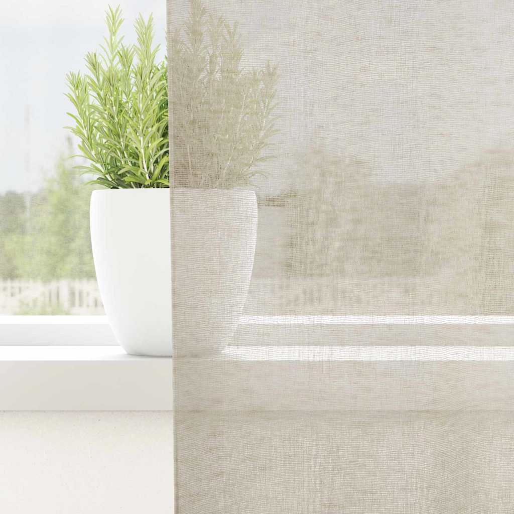 vidaXL Voile Curtain 2 pcs Sand 260 x 140 cm Polyester