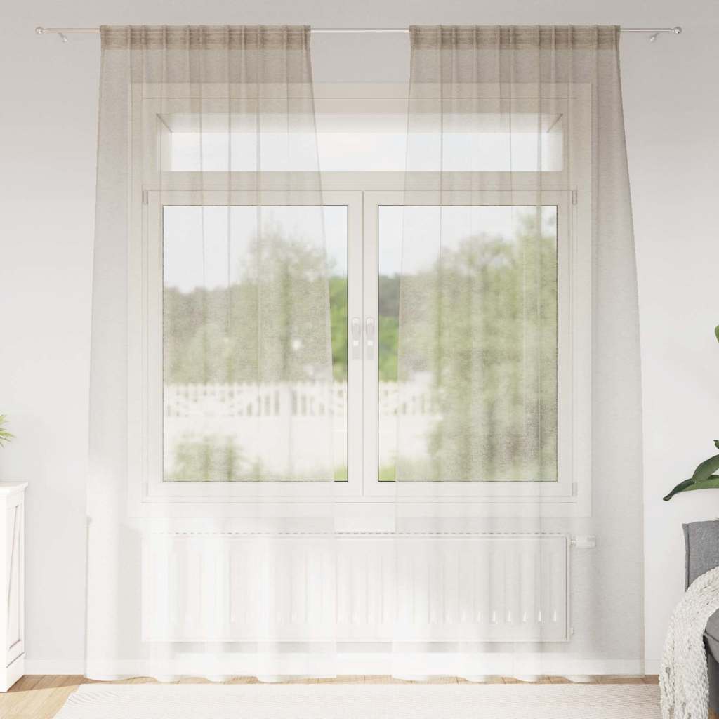 vidaXL Voile Curtain 2 pcs Sand 260 x 140 cm Polyester