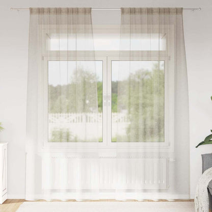 vidaXL Voile Curtain 2 pcs Sand 260 x 140 cm Polyester