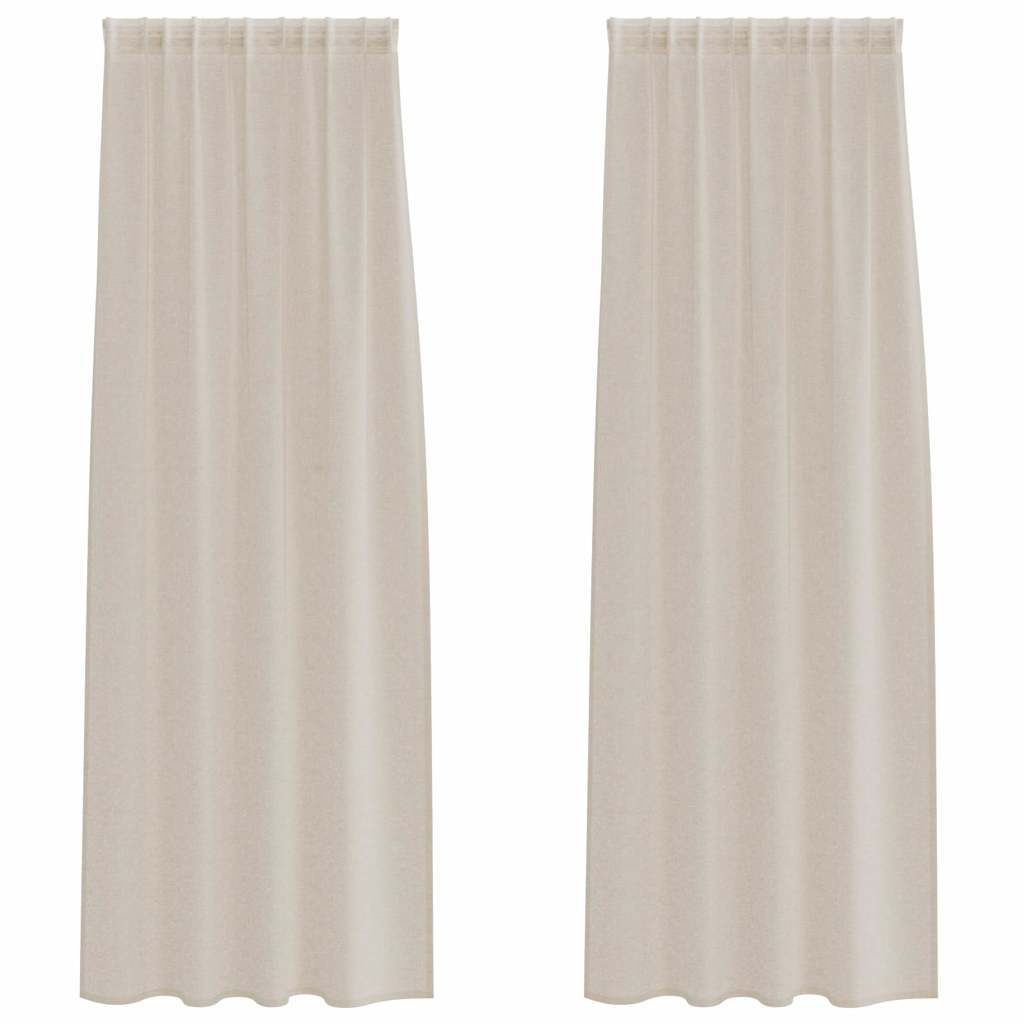 vidaXL Voile Curtain 2 pcs Sand 260 x 140 cm Polyester