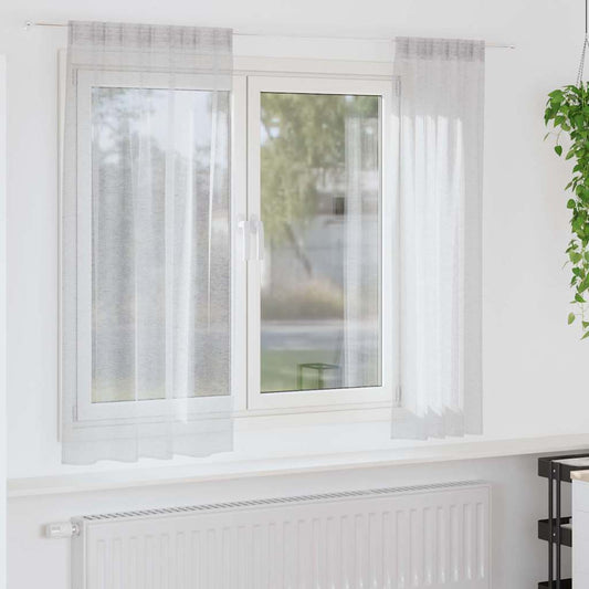 vidaXL Voile Curtain 2 pcs Light Grey 175 x 140 cm Polyester
