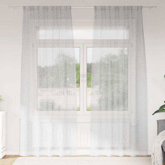 vidaXL Voile Curtain 2 pcs Light Grey 245 x 140 cm Polyester