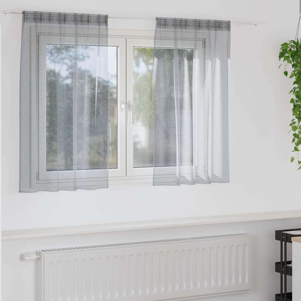 vidaXL Voile Curtain 2 pcs Dark Grey 140 x 140 cm Polyester