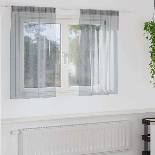 vidaXL Voile Curtain 2 pcs Dark Grey 140 x 140 cm Polyester