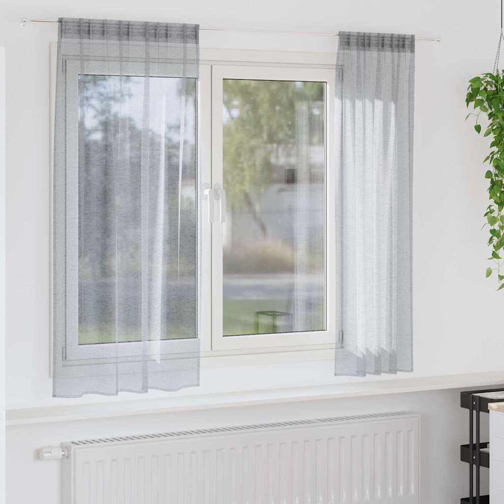 vidaXL Voile Curtain 2 pcs Dark Grey 175 x 140 cm Polyester