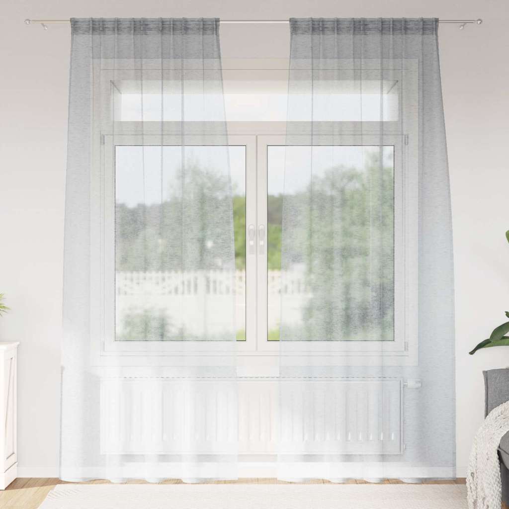 vidaXL Voile Curtain 2 pcs Dark Grey 245 x 140 cm Polyester