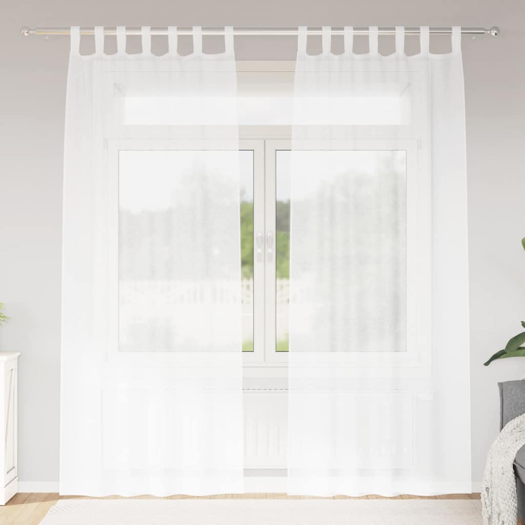 vidaXL Voile Curtain with Curtains 2 pcs White 260 x 140 cm Polyester