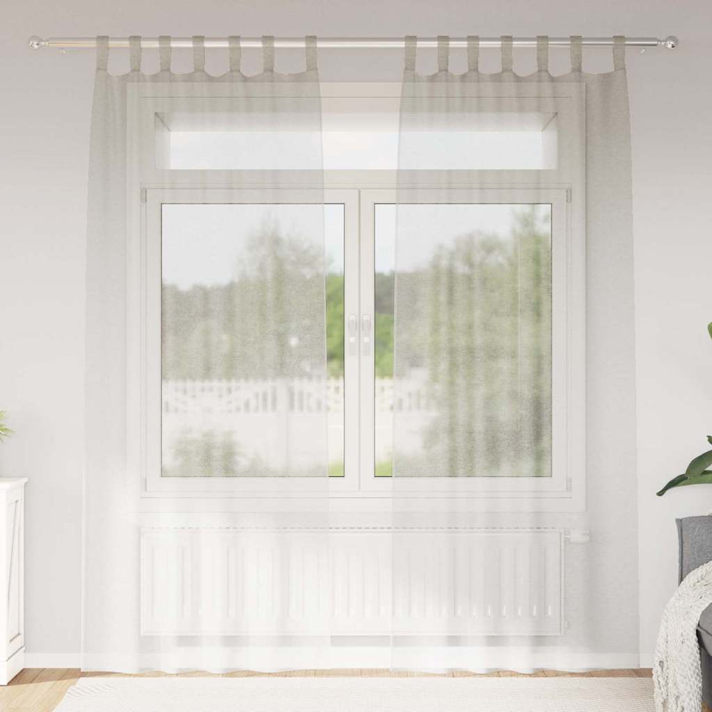 vidaXL Voile Curtain with Curtains 2 pcs Cream 225 x 140 cm Polyester