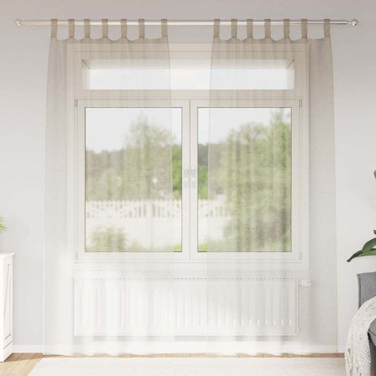 vidaXL Voile Curtain 2 pcs Sand 245 x 140 cm Polyester