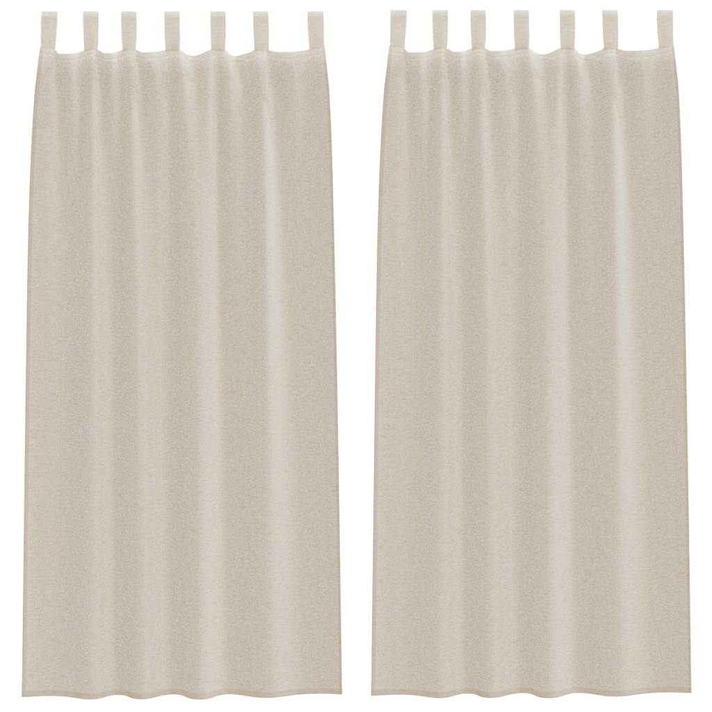 vidaXL Voile Curtain with Curtains 2 pcs Sand 260 x 140 cm Polyester