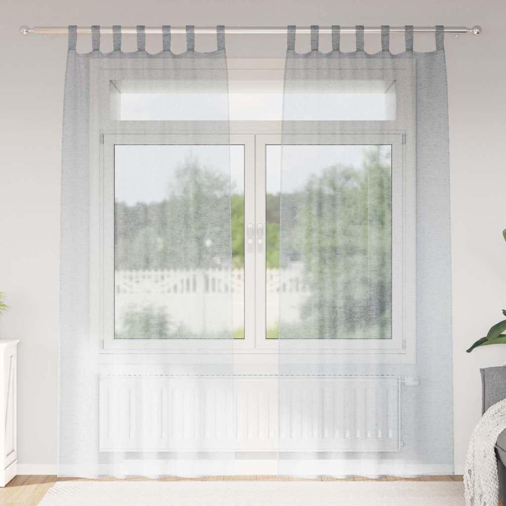 vidaXL Voile Curtain 2 pcs Dark Grey 245 x 140 cm Polyester