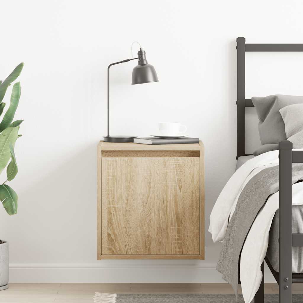 vidaXL Wall-Mounted Bedside Cabinet Sonoma Oak 38x34x40 cm