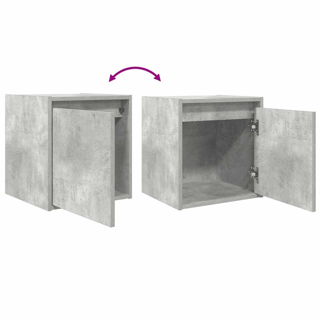 vidaXL Wall-Mounted Bedside Cabinets 2 pcs Concrete Grey 38x34x40 cm