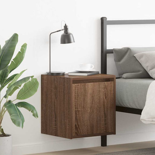 vidaXL Wall-Mounted Bedside Cabinet Brown Oak 38x34x40 cm