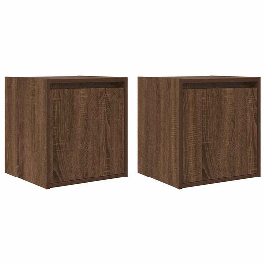 vidaXL Wall-Mounted Bedside Cabinets 2 pcs Brown Oak 38x34x40 cm