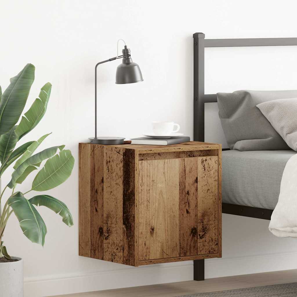 vidaXL Wall-Mounted Bedside Cabinet Old Wood 38x34x40 cm
