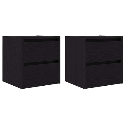vidaXL Wall-mounted Bedside Cabinets 2 pcs Black Oak 38x34x40 cm