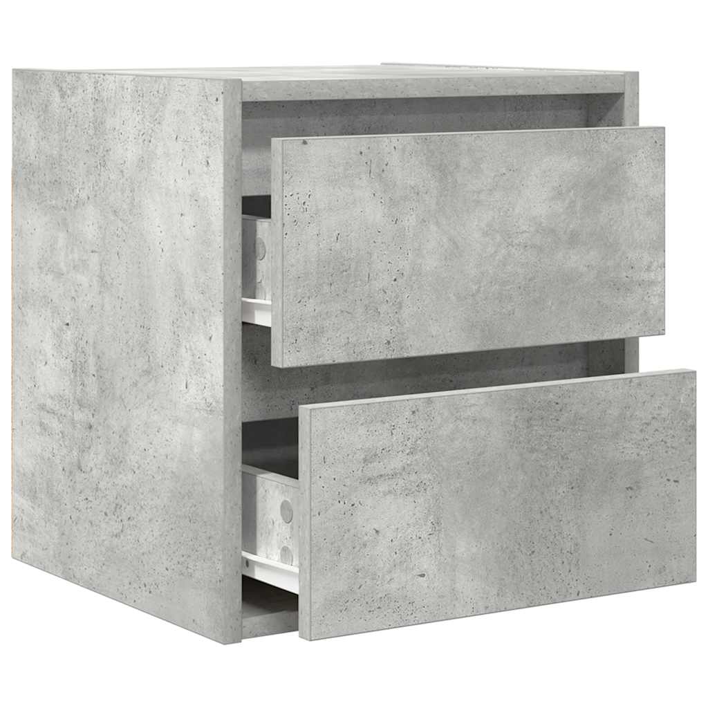 vidaXL Wall-mounted Bedside Cabinets 2 pcs Concrete Grey 38x34x40 cm