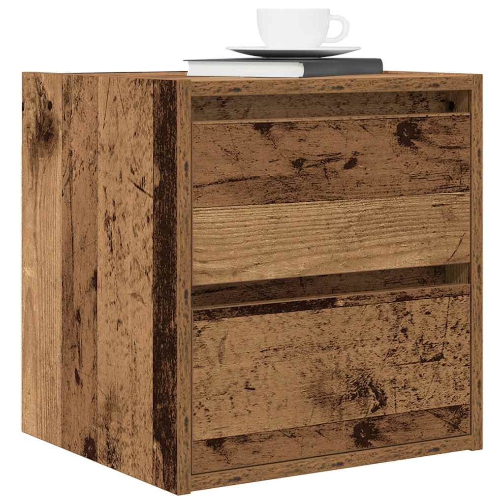 vidaXL Wall-mounted Bedside Cabinets 2 pcs Old Wood 38x34x40 cm