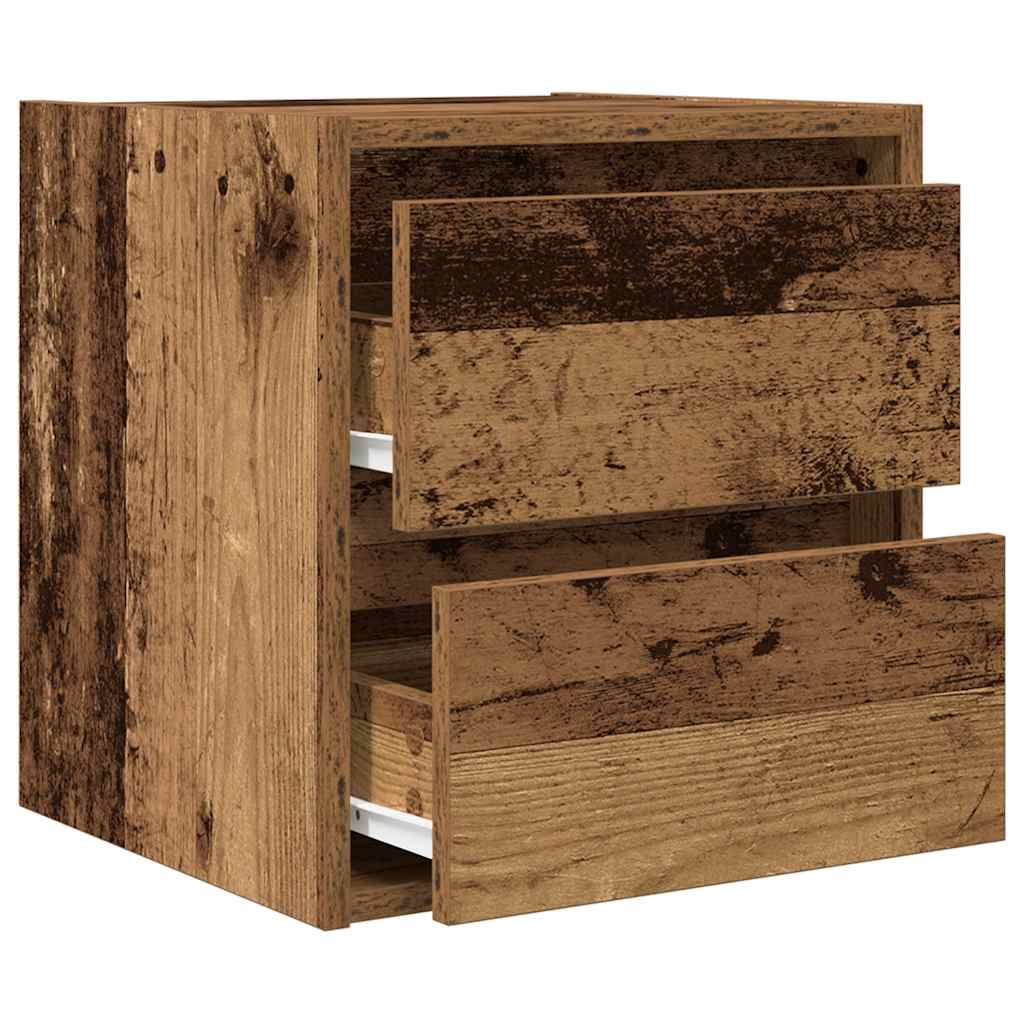 vidaXL Wall-mounted Bedside Cabinets 2 pcs Old Wood 38x34x40 cm