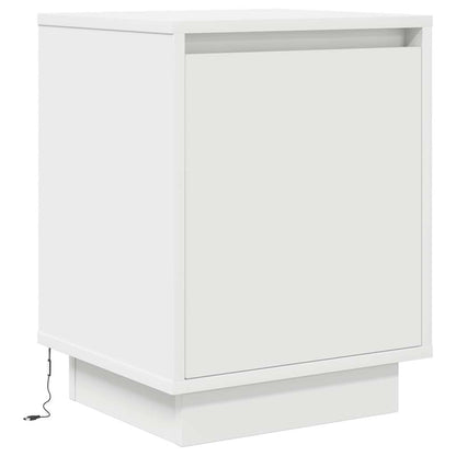 vidaXL Bedside Cabinet with LED Lights White 38x34x50 cm