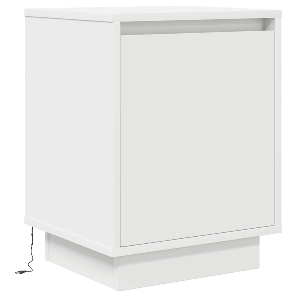 vidaXL Bedside Cabinet with LED Lights White 38x34x50 cm