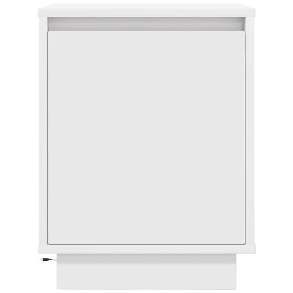 vidaXL Bedside Cabinet with LED Lights White 38x34x50 cm