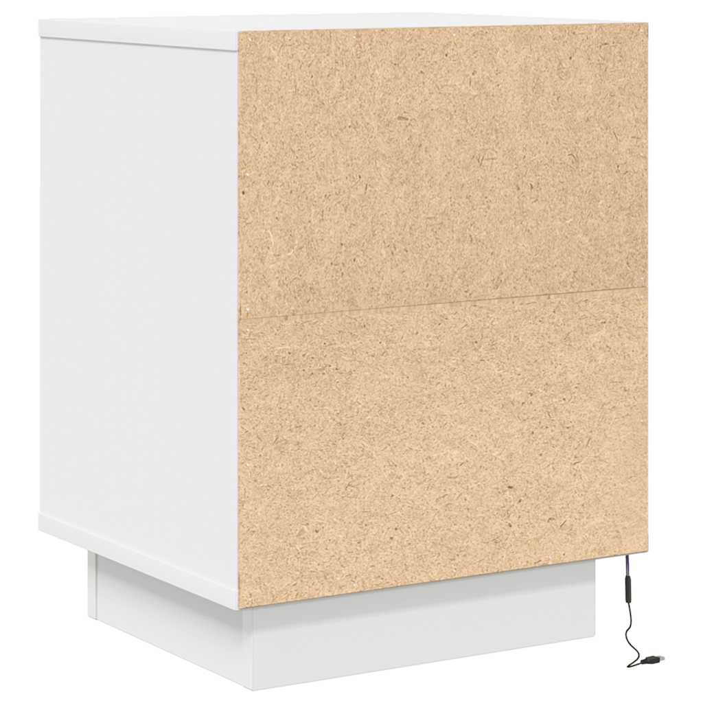 vidaXL Bedside Cabinet with LED Lights White 38x34x50 cm