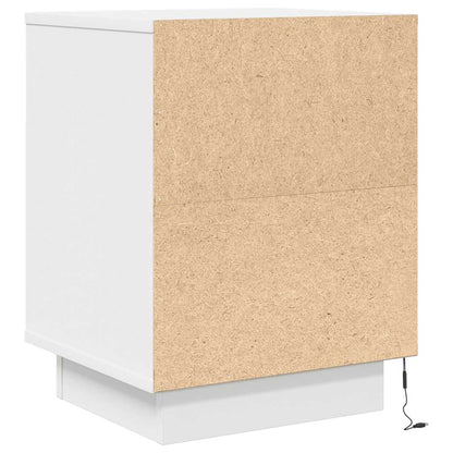 vidaXL Bedside Cabinet with LED Lights White 38x34x50 cm