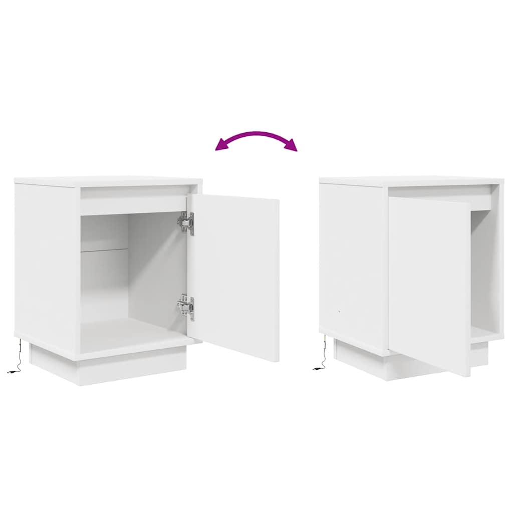 vidaXL Bedside Cabinet with LED Lights White 38x34x50 cm