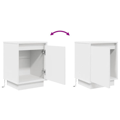 vidaXL Bedside Cabinet with LED Lights White 38x34x50 cm