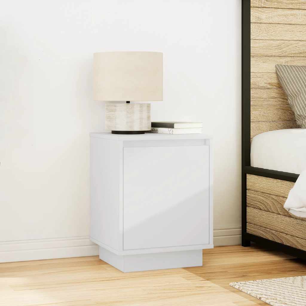 vidaXL Bedside Cabinets with LED Lights 2 pcs White 38x34x50 cm