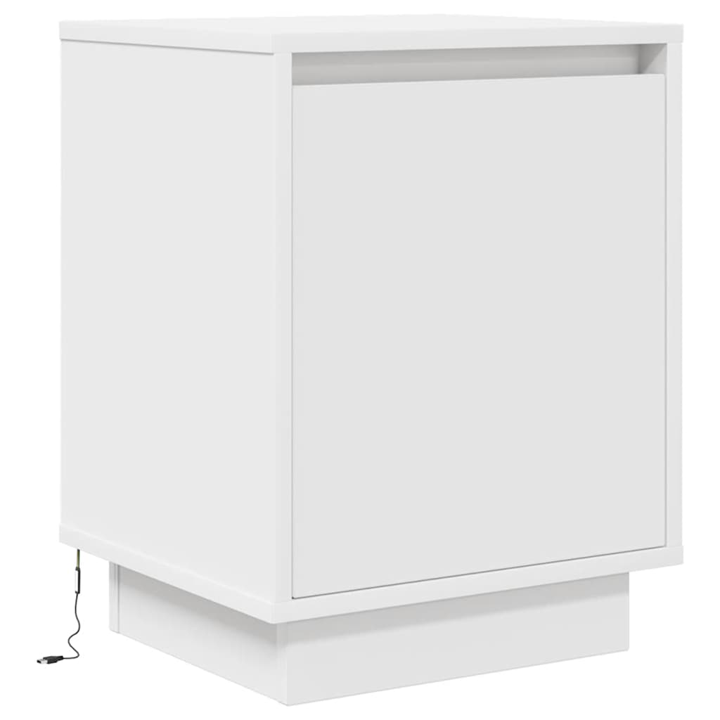 vidaXL Bedside Cabinets with LED Lights 2 pcs White 38x34x50 cm