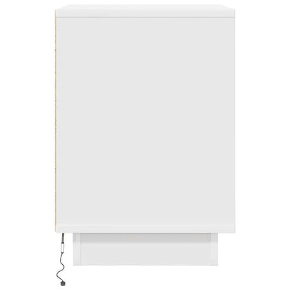 vidaXL Bedside Cabinets with LED Lights 2 pcs White 38x34x50 cm