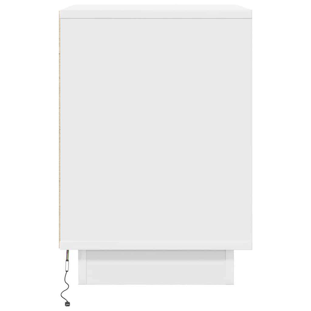 vidaXL Bedside Cabinets with LED Lights 2 pcs White 38x34x50 cm
