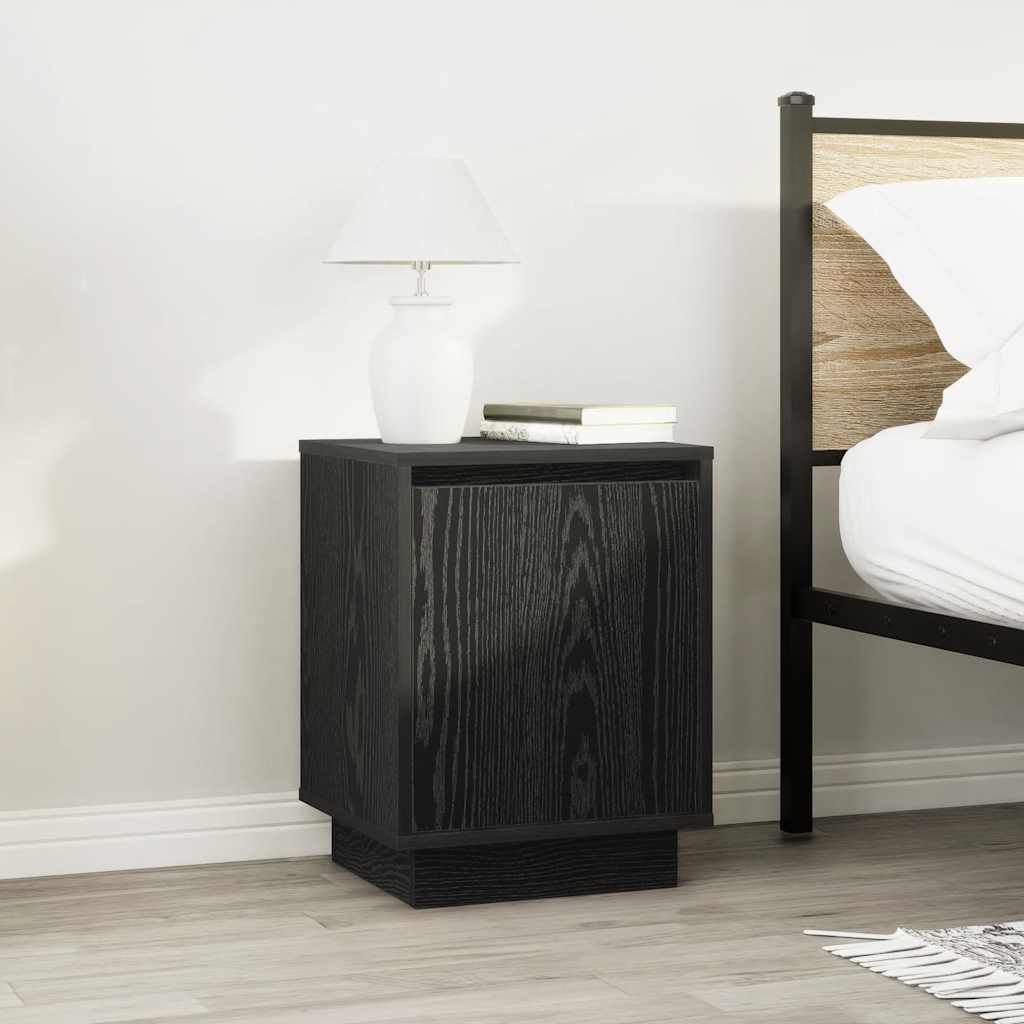 vidaXL Bedside Cabinet with LED Lights Black 38x34x50 cm