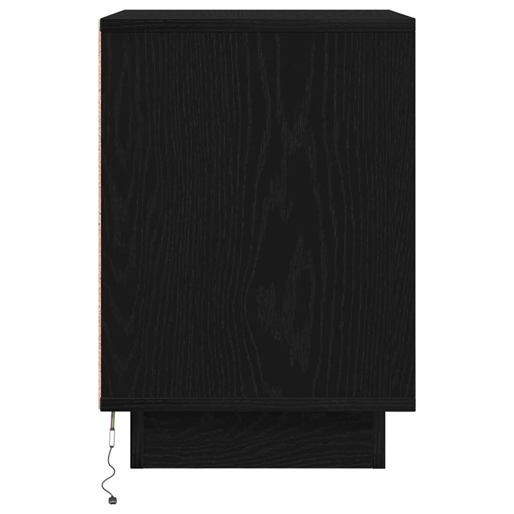 vidaXL Bedside Cabinet with LED Lights Black 38x34x50 cm