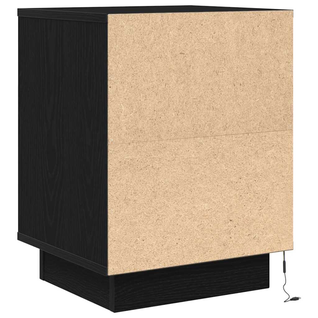 vidaXL Bedside Cabinet with LED Lights Black 38x34x50 cm