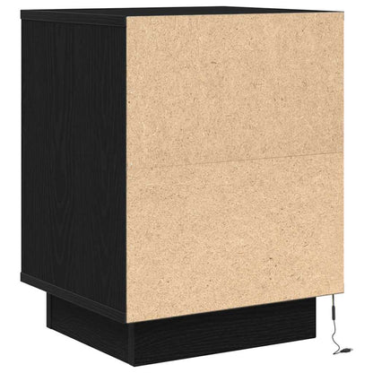vidaXL Bedside Cabinet with LED Lights Black 38x34x50 cm
