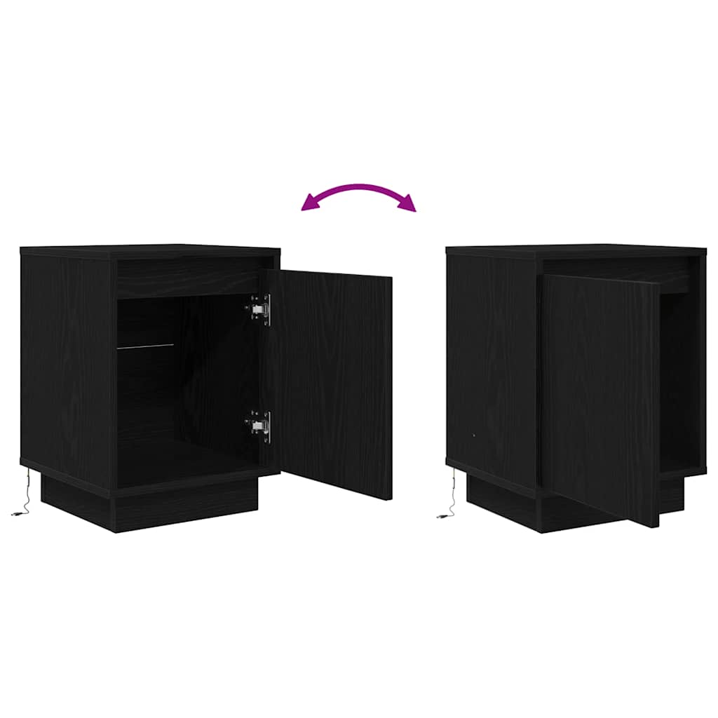 vidaXL Bedside Cabinet with LED Lights Black 38x34x50 cm