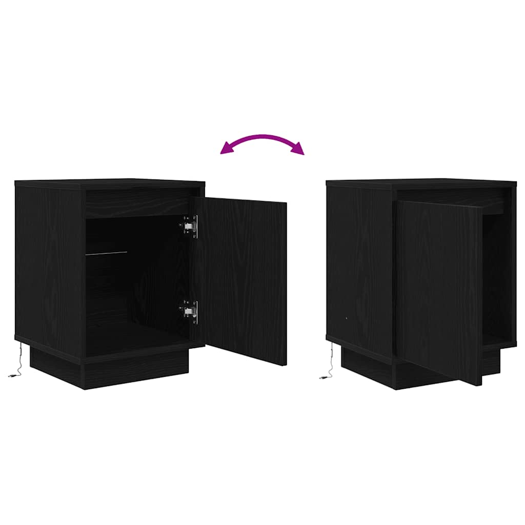 vidaXL Bedside Cabinet with LED Lights Black 38x34x50 cm