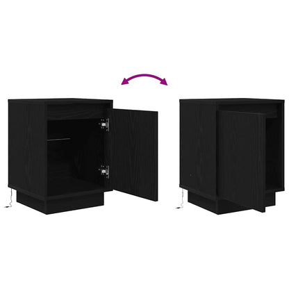 vidaXL Bedside Cabinet with LED Lights Black 38x34x50 cm