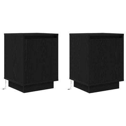vidaXL Bedside Cabinets with LED Lights 2 pcs Black 38x34x50 cm