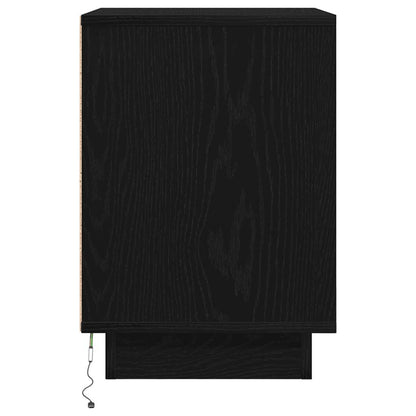 vidaXL Bedside Cabinets with LED Lights 2 pcs Black 38x34x50 cm
