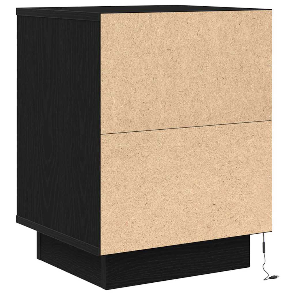 vidaXL Bedside Cabinets with LED Lights 2 pcs Black 38x34x50 cm
