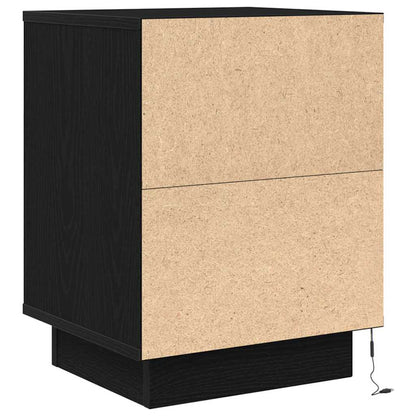 vidaXL Bedside Cabinets with LED Lights 2 pcs Black 38x34x50 cm