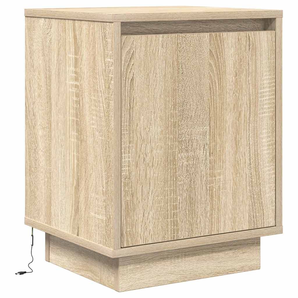 vidaXL Bedside Cabinet with LED Lights Sonoma Oak 38x34x50 cm