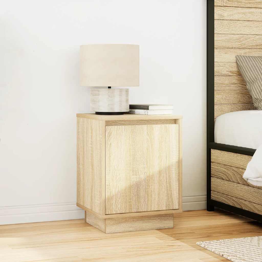 vidaXL Bedside Cabinet with LED Lights Sonoma Oak 38x34x50 cm