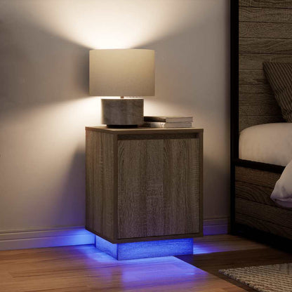 vidaXL Bedside Cabinet with LED Lights Sonoma Oak 38x34x50 cm